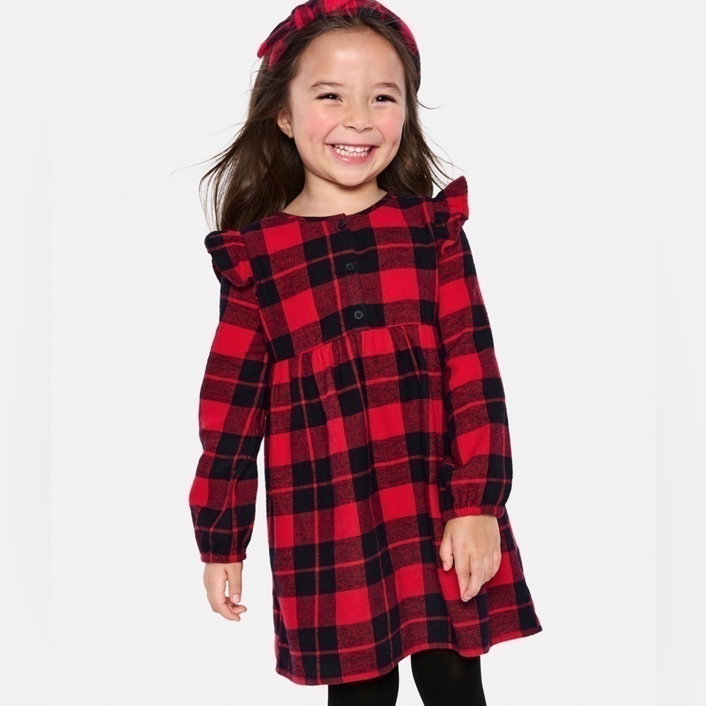 Toddler Girls’ Buffalo Plaid Flannel Dress - Picture 3 of 5